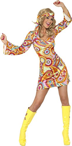 Acheter Smiffys 34060 Déguisement Hippie Années 60, Robe et Bandeau, 60's Groovy Baby, Serious Fun, Femme, Multicolore, S (36-38 EU) chez AMAZON.FR