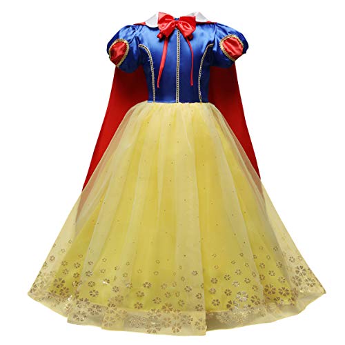 Acheter IWEMEK Princesse Costume de Blanche Neige avec Cape Filles Conte de Fée Robe de Carnaval Déguisements Snow White Cosplay Halloween Noël Robe de Soirée Cérémonie Anniversaire 3-4 Ans chez AMAZON.FR