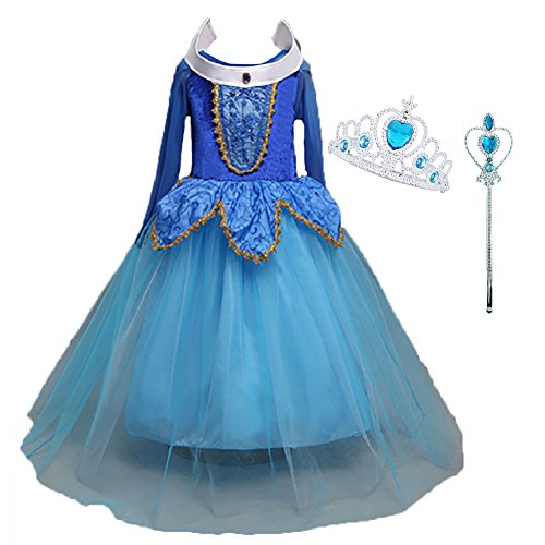 Acheter Déguisement Princesse Fille, LiUiMiY Costume Enfant Bébé Halloween Carnaval Noël Cosplay Anniversaire Fête avec Baguette magique Couronne (98/104 (étiquette 100), 2-3 ans, Bleu) chez AMAZON.FR