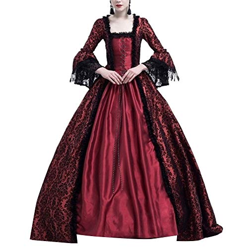 Acheter GladiolusA Robe Médiévale Dentelle Déguisement Femme Renaissance Costume Robes Longues Vin Rouge 3XL chez AMAZON.FR