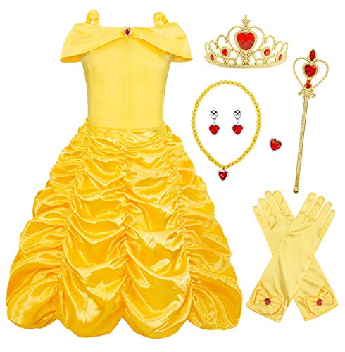 Acheter AmzBarley Filles Princesse Belle Costume Robe de Soirée Les Enfants Belle et La Bête Cosplay Déguisement Partie Costumée Fête Anniversaire Halloween Carnaval S'habiller chez AMAZON.FR